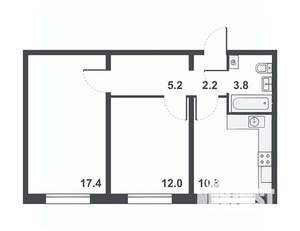 2-к квартира, вторичка, 51м2, 14/16 этаж