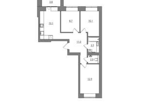 3-к квартира, вторичка, 66м2, 1/12 этаж