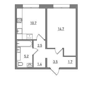 1-к квартира, вторичка, 40м2, 1/16 этаж