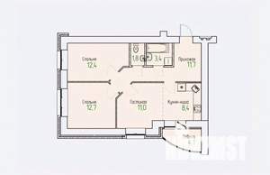 3-к квартира, строящийся дом, 64м2, 1/14 этаж