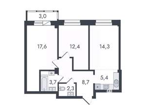 3-к квартира, вторичка, 67м2, 2/16 этаж