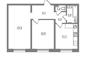 2-к квартира, вторичка, 57м2, 3/17 этаж