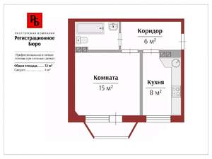 1-к квартира, вторичка, 32м2, 6/6 этаж