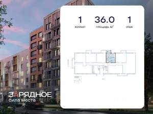1-к квартира, вторичка, 36м2, 1/4 этаж