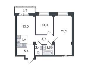 3-к квартира, вторичка, 67м2, 5/16 этаж