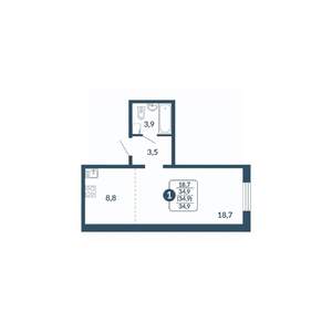 1-к квартира, вторичка, 35м2, 15/17 этаж