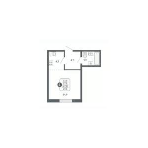 1-к квартира, вторичка, 28м2, 16/17 этаж
