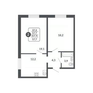 2-к квартира, вторичка, 58м2, 15/17 этаж