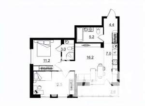 3-к квартира, строящийся дом, 62м2, 5/11 этаж