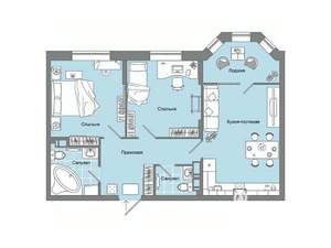 2-к квартира, вторичка, 66м2, 1/15 этаж