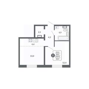 2-к квартира, вторичка, 39м2, 3/17 этаж