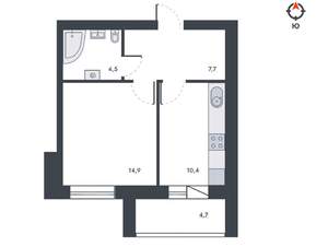 1-к квартира, вторичка, 42м2, 11/12 этаж