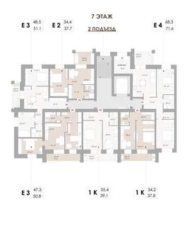 2-к квартира, вторичка, 51м2, 6/10 этаж