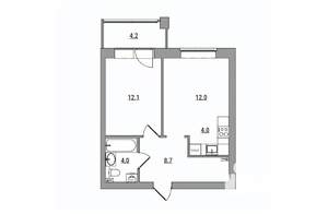 2-к квартира, вторичка, 45м2, 2/6 этаж