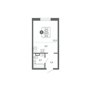 Студия квартира, вторичка, 26м2, 14/17 этаж