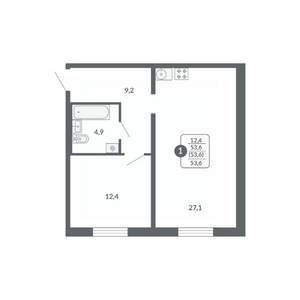 1-к квартира, вторичка, 54м2, 2/17 этаж