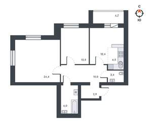 3-к квартира, вторичка, 80м2, 12/12 этаж