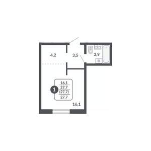 Студия квартира, вторичка, 28м2, 8/17 этаж
