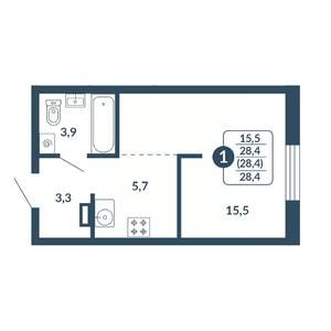 Студия квартира, вторичка, 28м2, 6/17 этаж