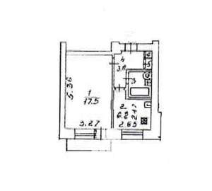 1-к квартира, вторичка, 33м2, 3/5 этаж