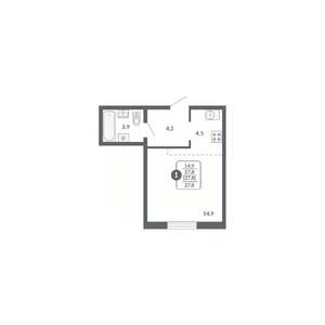 1-к квартира, вторичка, 28м2, 13/17 этаж