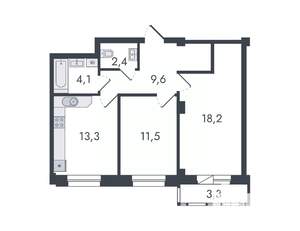 2-к квартира, вторичка, 62м2, 2/16 этаж