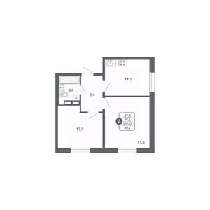 2-к квартира, вторичка, 48м2, 11/17 этаж