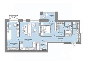2-к квартира, строящийся дом, 78м2, 4/8 этаж