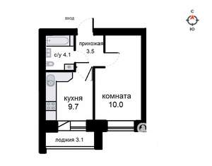 1-к квартира, вторичка, 35м2, 2/12 этаж