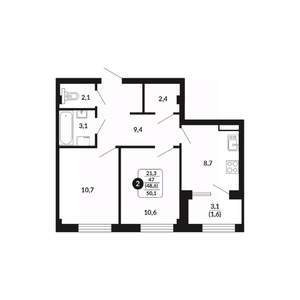 2-к квартира, вторичка, 49м2, 6/17 этаж
