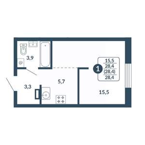 Студия квартира, вторичка, 28м2, 9/17 этаж