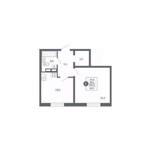 1-к квартира, вторичка, 41м2, 15/17 этаж