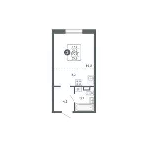 Студия квартира, вторичка, 26м2, 9/17 этаж