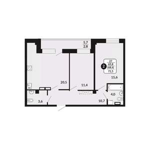 2-к квартира, вторичка, 69м2, 18/18 этаж