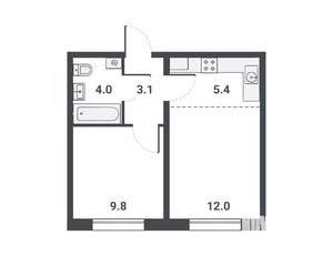 2-к квартира, вторичка, 34м2, 13/16 этаж