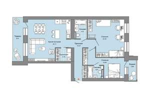 2-к квартира, вторичка, 92м2, 1/8 этаж