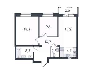 3-к квартира, вторичка, 69м2, 13/16 этаж