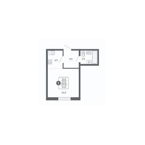 1-к квартира, вторичка, 28м2, 5/17 этаж