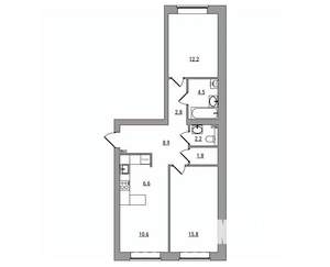 3-к квартира, вторичка, 65м2, 1/6 этаж