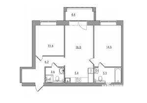 3-к квартира, вторичка, 69м2, 3/6 этаж