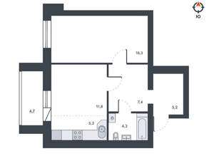 2-к квартира, вторичка, 57м2, 11/12 этаж