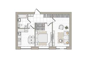 2-к квартира, вторичка, 51м2, 1/6 этаж