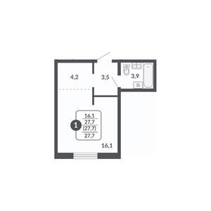 Студия квартира, вторичка, 28м2, 7/17 этаж