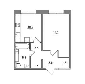 1-к квартира, вторичка, 40м2, 1/16 этаж