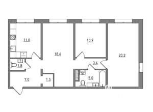 3-к квартира, вторичка, 79м2, 1/16 этаж