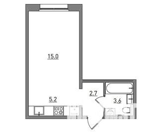 Студия квартира, вторичка, 27м2, 2/17 этаж