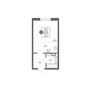 Студия квартира, вторичка, 26м2, 3/17 этаж