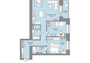 2-к квартира, вторичка, 73м2, 3/8 этаж