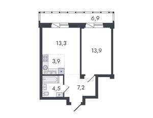 2-к квартира, вторичка, 50м2, 13/16 этаж
