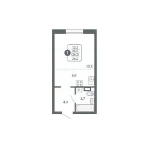 Студия квартира, вторичка, 26м2, 7/17 этаж